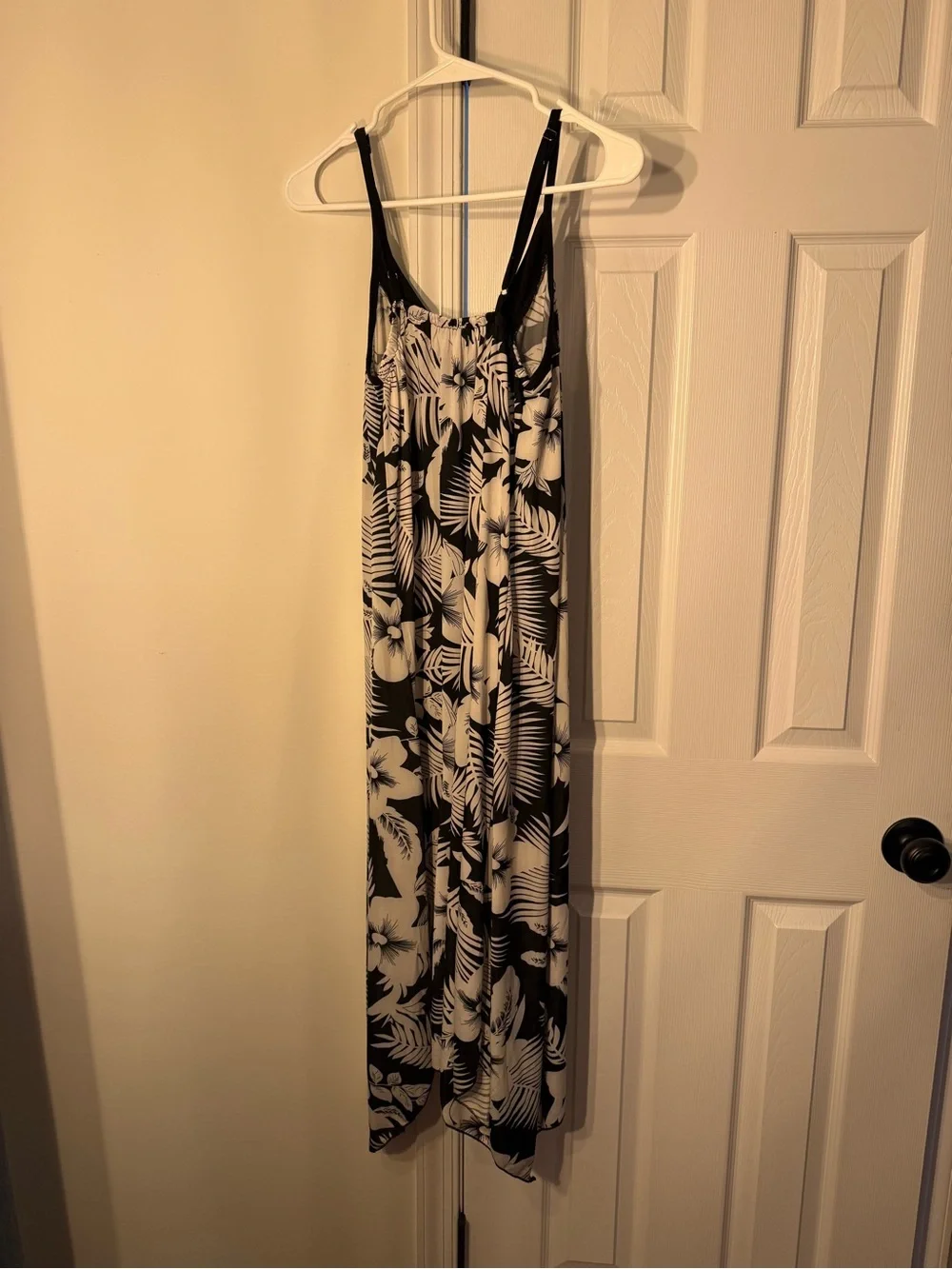 Black and White Tropical Maxi Swim Cover-Up